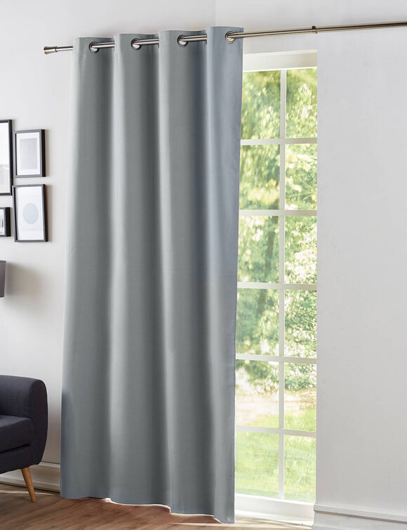 Rideau occultant bachette uni (gris perle)