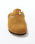 Chaussons fourrés forme sabot, cuir suédé (caramel)