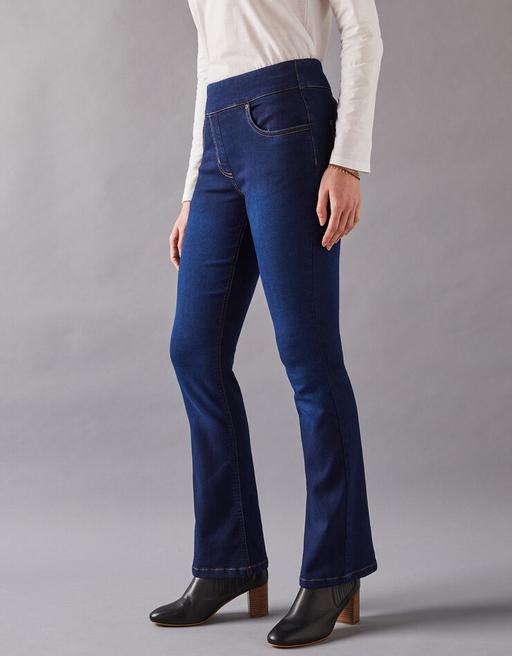Jean bootcut ultra confort, maille effet denim, petite stature (dark blue)