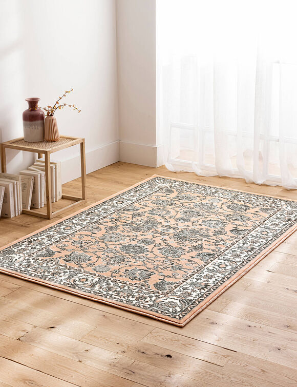 Tapis rectangulaire motifs perse (rose)