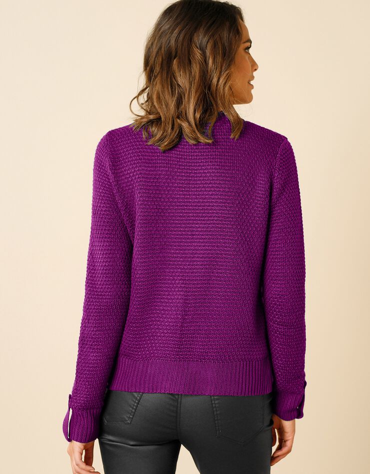 Gilet maille fantaisie boutons dorés vieillis (violine) Gilet maille fantaisie boutons dorés vieillis (violine)