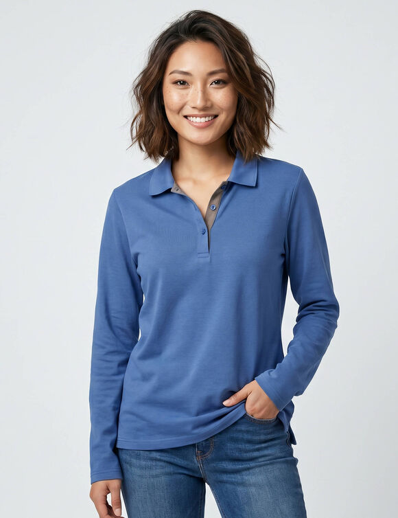 Polo bicolore maille jersey (bleu / gris)