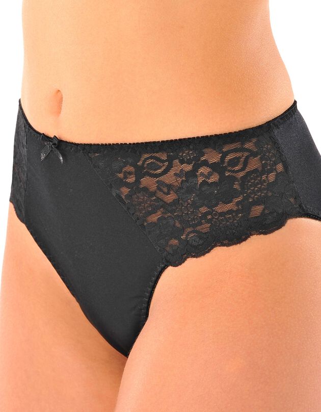 Culotte maille satinée et dentelle Avila - lot de 2 (blanc + noir)