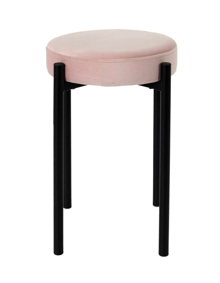 Tabouret empilable - revêtement velours (rose)