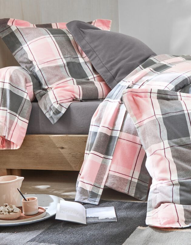 Linge de lit Scott flanelle tissé teint (rose)