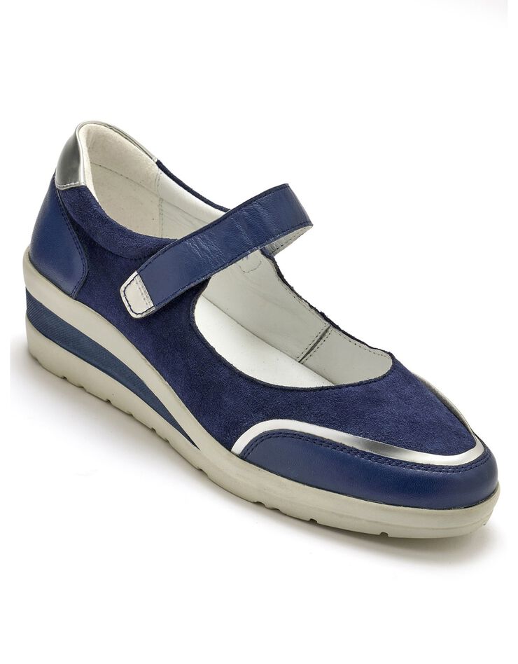 Babies scratchées compensées en cuir (marine) Babies scratchées compensées en cuir (marine)