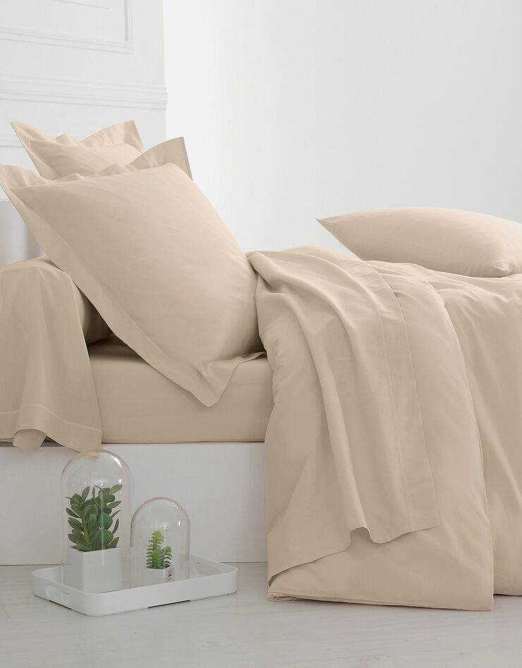 Linge de lit uni polycoton (sable)