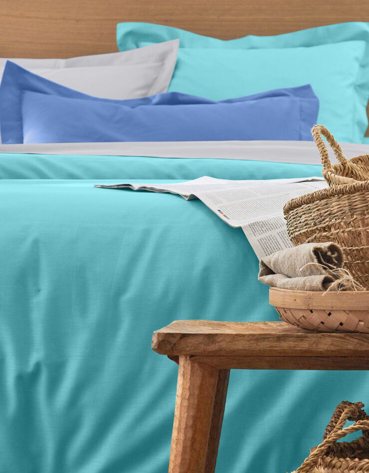 Linge de lit uni polyester-coton Colombine (océan)