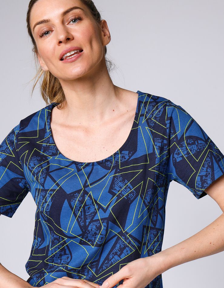 Tee-shirt ample imprimé  (marine / anis)