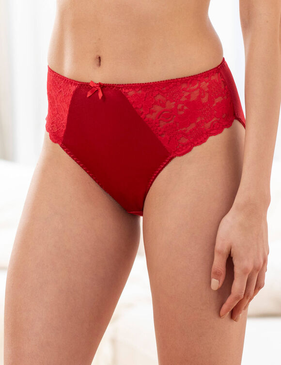 Culotte maille satin&eacute;e et dentelle Avila - lot de 2 (marine + rouge)