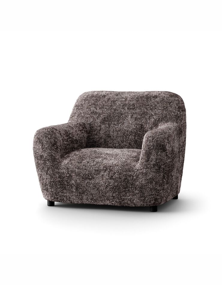 Housse bi-extensible microfibre gaufrée léopard pour fauteuil et canapé (chocolat)