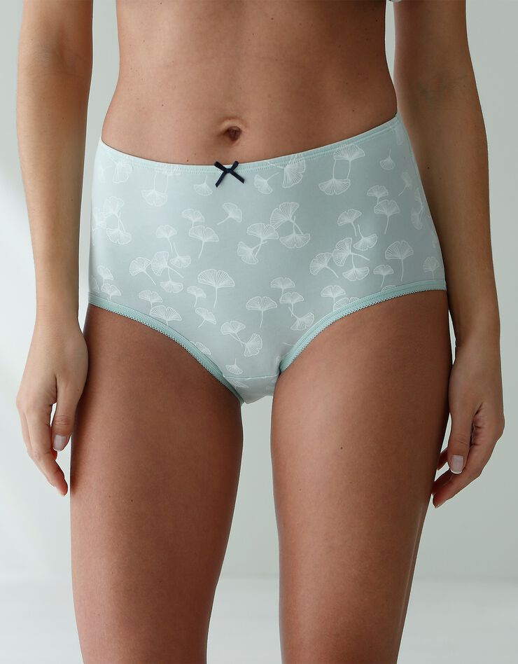 Culotte coton maxi imprimée "ginkgo" - lot de 6 (tilleul / marine) Culotte coton maxi imprimée "ginkgo" - lot de 6 (tilleul / marine)