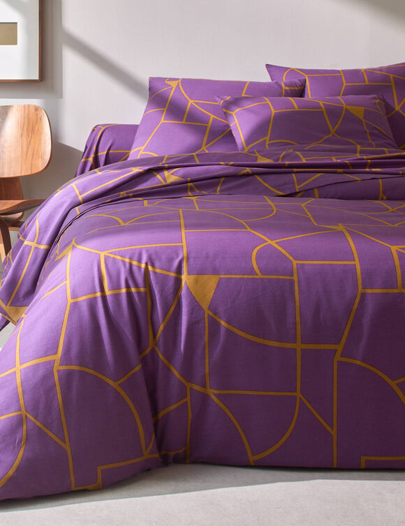 Linge de lit Geoffroy en coton &agrave; motifs graphiques (figue)