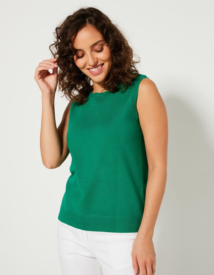 Pull sans manches toucher cachemire (vert pomme) Pull sans manches toucher cachemire (vert pomme)
