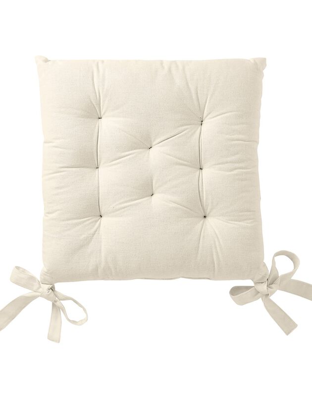 Galette de chaise carrée unie coton bachette - lot de 2 (naturel)