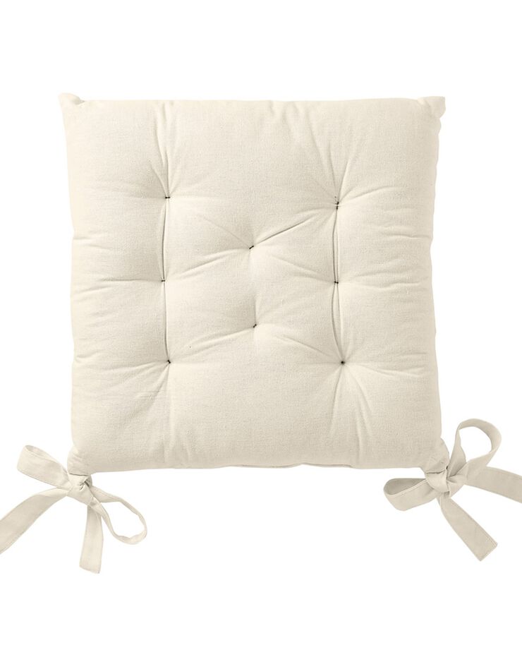 Galette de chaise carrée unie coton bachette - lot de 2 (naturel)