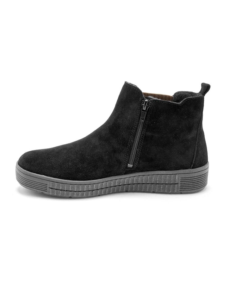 Boots compensées grande largeur en cuir femme - noir (noir) Boots compensées grande largeur en cuir femme - noir (noir)