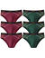 Slip fermé élastiqué surpiqué taille confort - lot de 6 (bordeaux + vert)