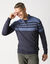 Pull rayé col montant zippé (marine / bleu)