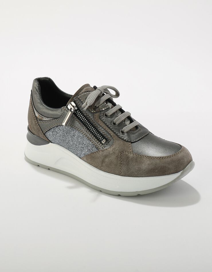 Sneakers compensées en cuir (gris) Sneakers compensées en cuir (gris)