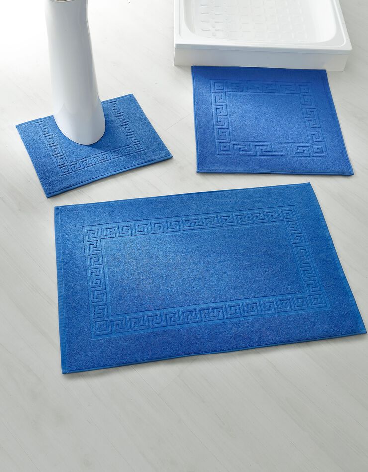 Tapis de bain éponge liteau motif frise grecque (bleu dur) Tapis de bain éponge liteau motif frise grecque (bleu dur)