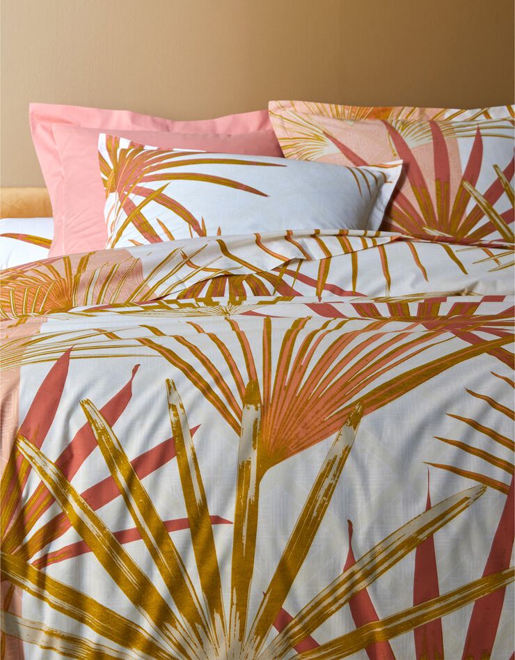 Linge de lit Palme en coton à motifs feuilles de palmes (terracotta)