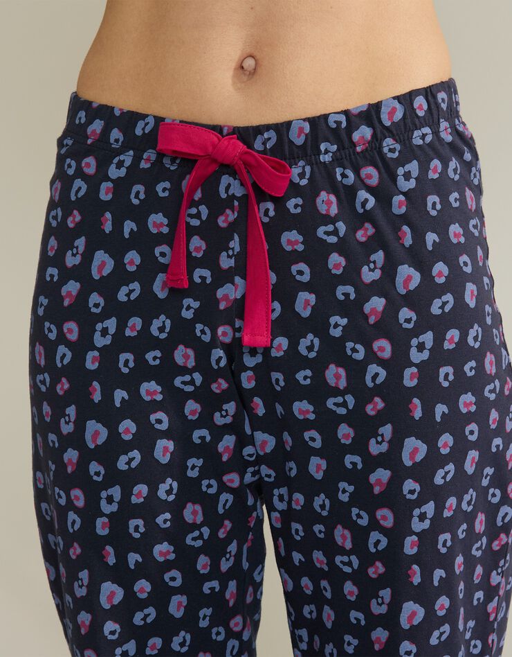 Pantalon pyjama coton imprimé "Beautiful" (marine)
