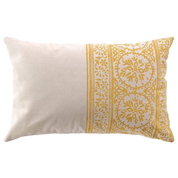 Coussin rectangulaire imprimé mandala (jaune)
