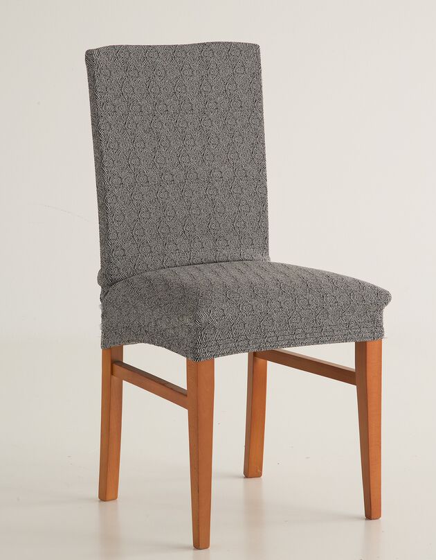 Housse de chaise extensible jacquard graphique (gris)