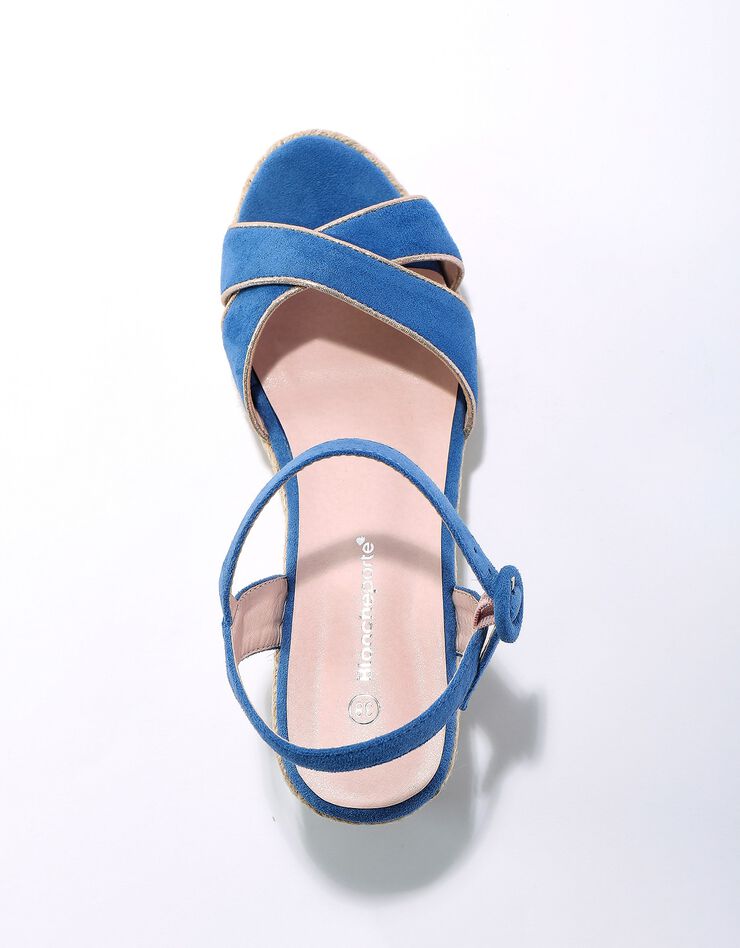 Sandales compensées corde à bout ouvert et boucle métal (bleu) Sandales compensées corde à bout ouvert et boucle métal (bleu)