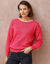 Pull col bateau, maille moelleuse (rose vif)