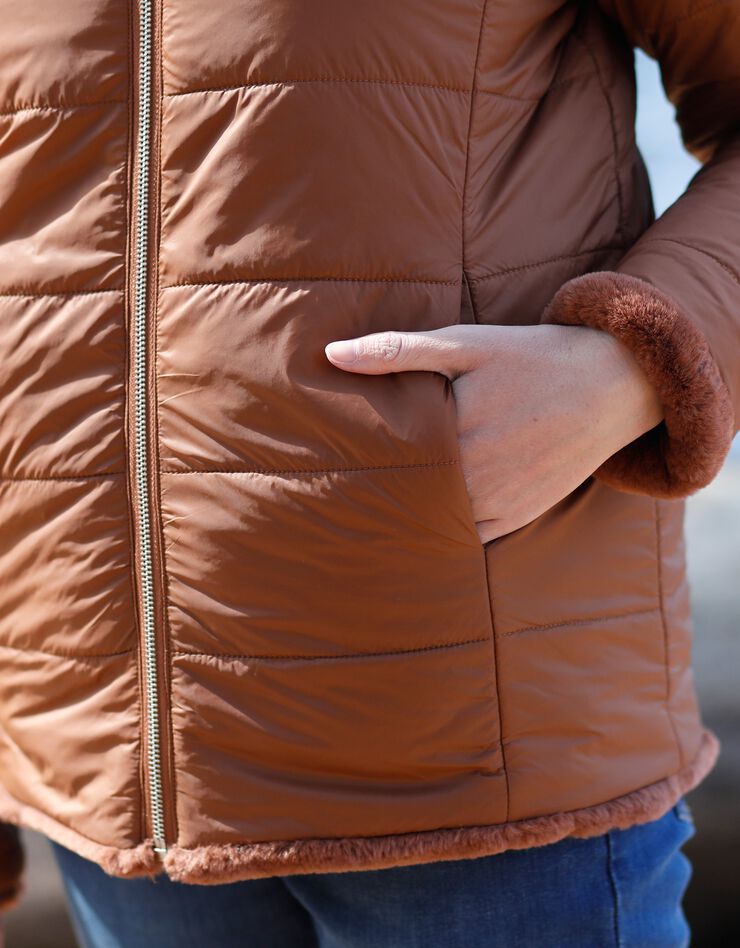 doudoune reversible fausse fourrure femme