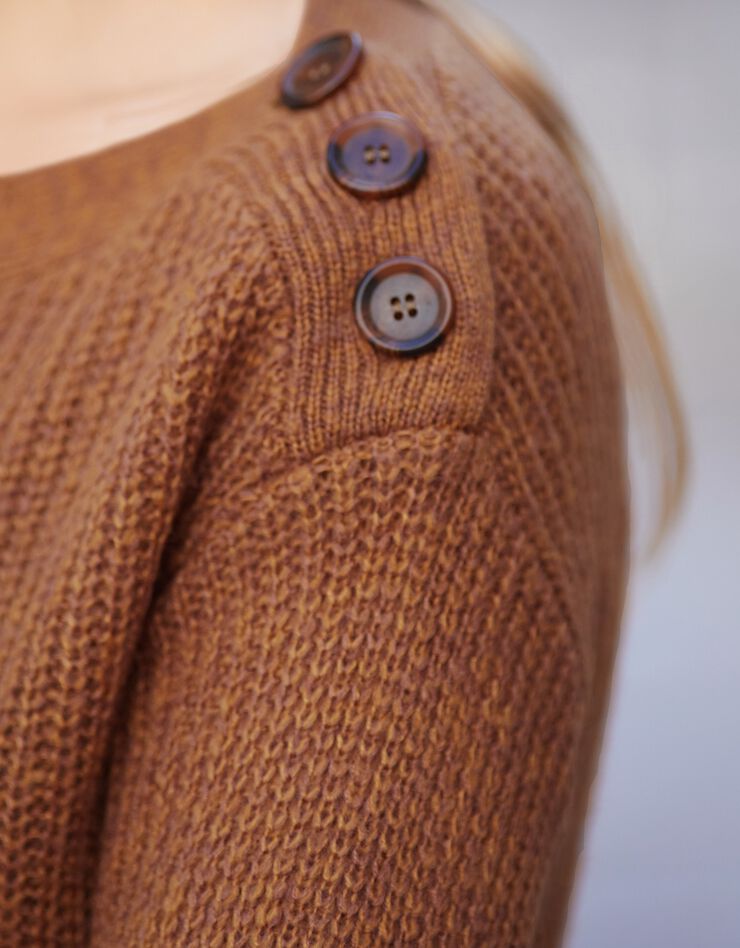 Pull tunique boutonné, toucher mohair (caramel) Pull tunique boutonné, toucher mohair (caramel)