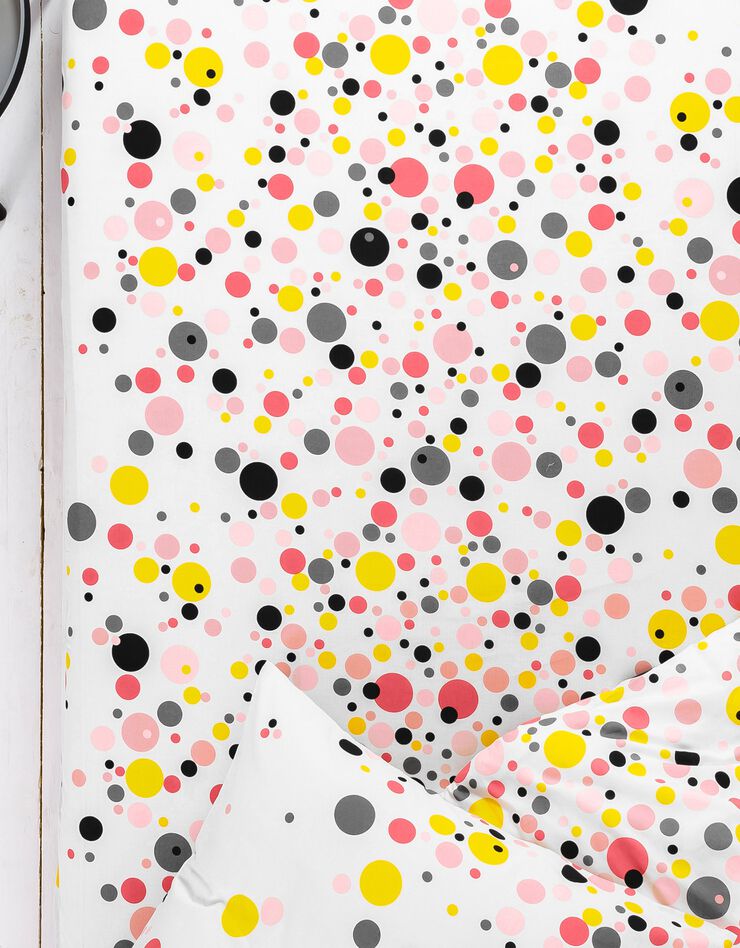 Linge de lit enfant Pétillant - coton imprimé bulles multicolores (blanc)