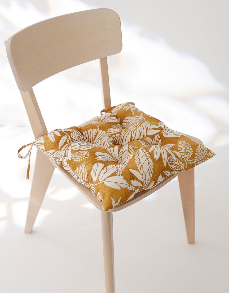 Galette de chaise carrée imprimée - lot de 2 (jaune)
