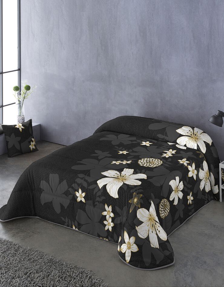 Couette microfibre imprimée fleurs 200 g/m² (noir) Couette microfibre imprimée fleurs 200 g/m² (noir)