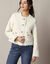 Veste courte effet tweed, laine mélangée (écru)