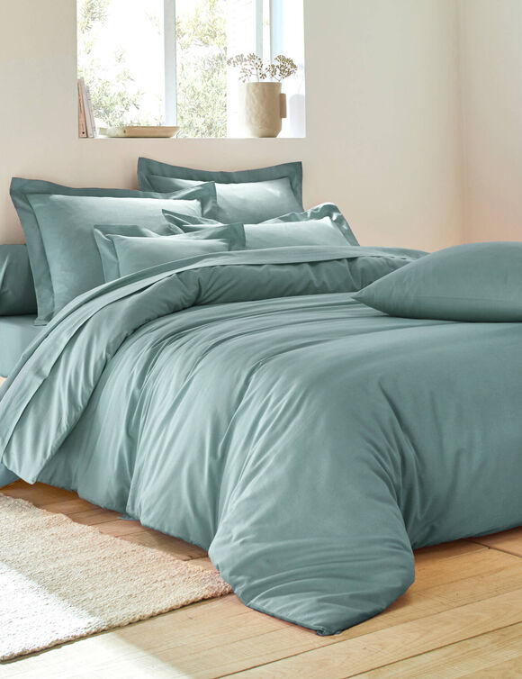 Linge de lit uni coton (céladon)