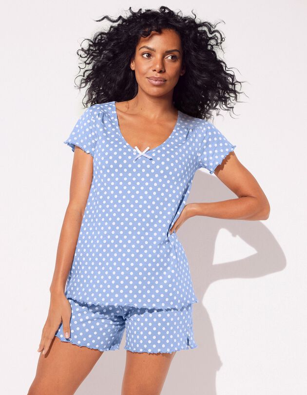 Pyjashort imprimé pois (bleu grisé)