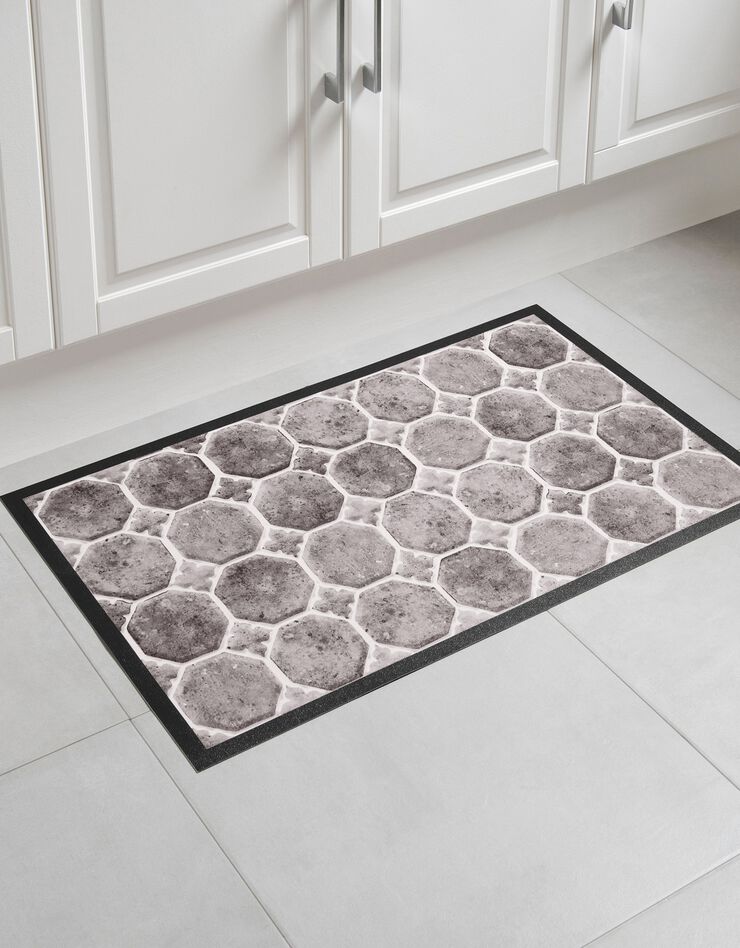 Tapis vinyle imitation tomettes (taupe)