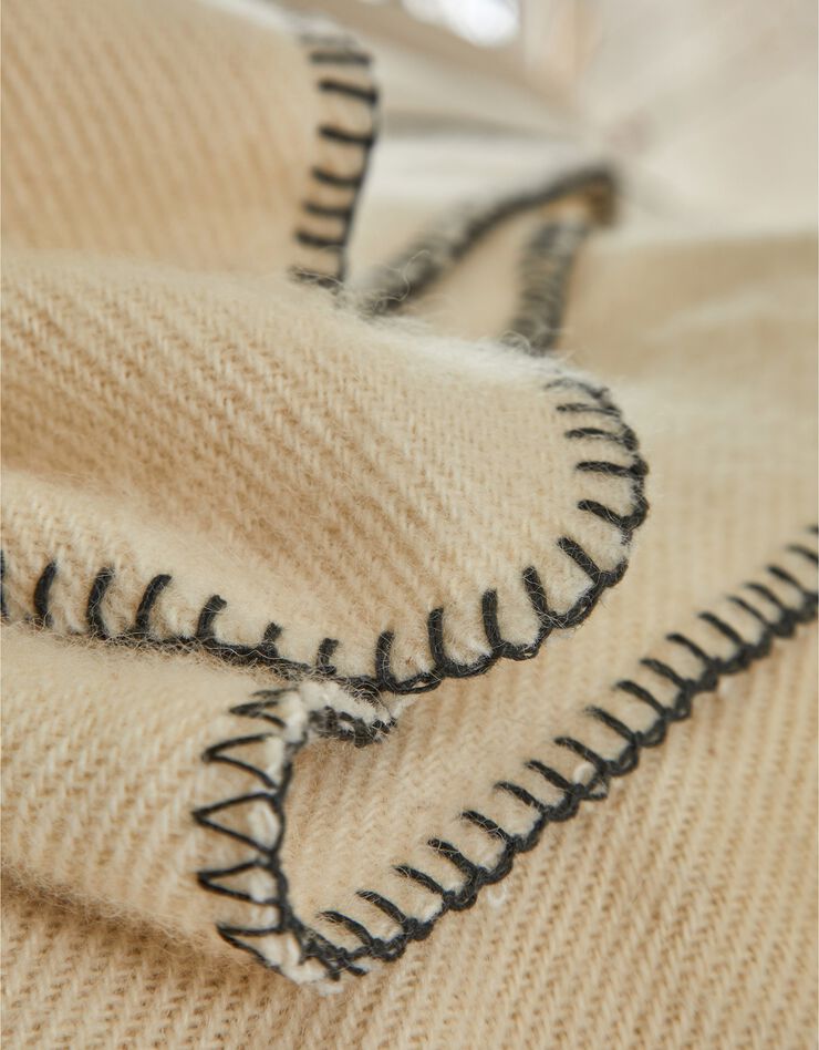 Couverture en pure laine 420g/m2 fabrication française, collection "Intemporelle" (naturel)