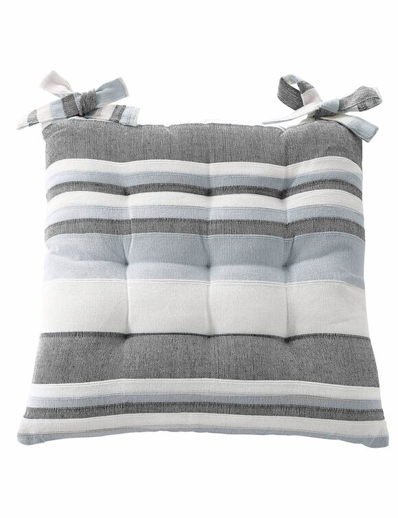 Galette de chaise carr&eacute;e ray&eacute;e - lot de 2 (gris perle)