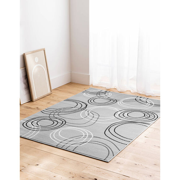 Tapis motifs cercles (gris)