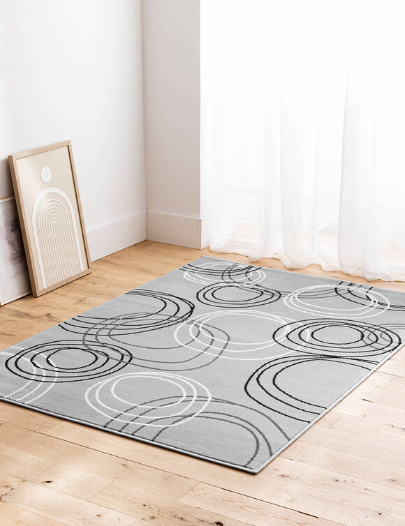 Tapis motifs cercles (gris)