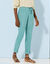 Pantalon 7/8ème fuselé uni, tissu fluide (bleu grisé)