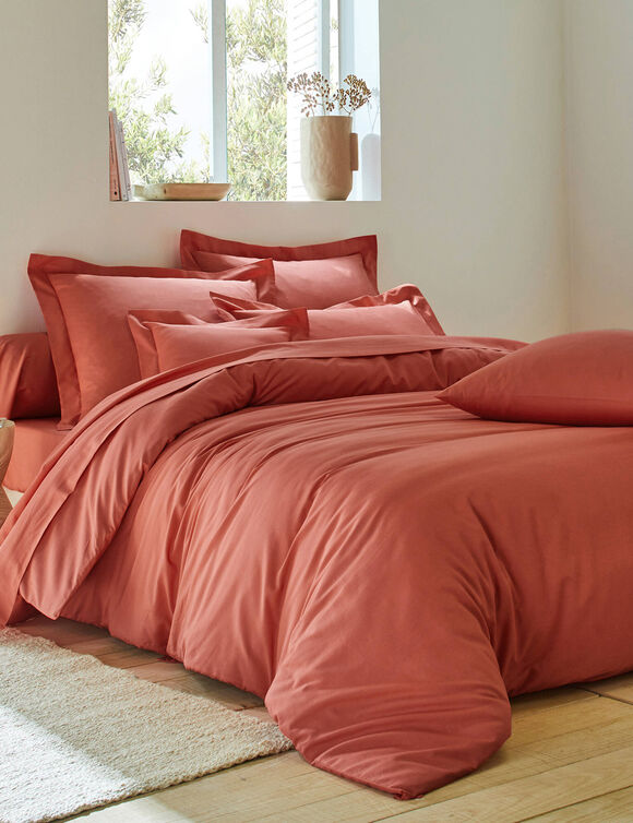Linge de lit uni coton  (terracotta)