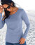 T-shirt uni manches longues jersey coton biologique(**) (bleu grisé)