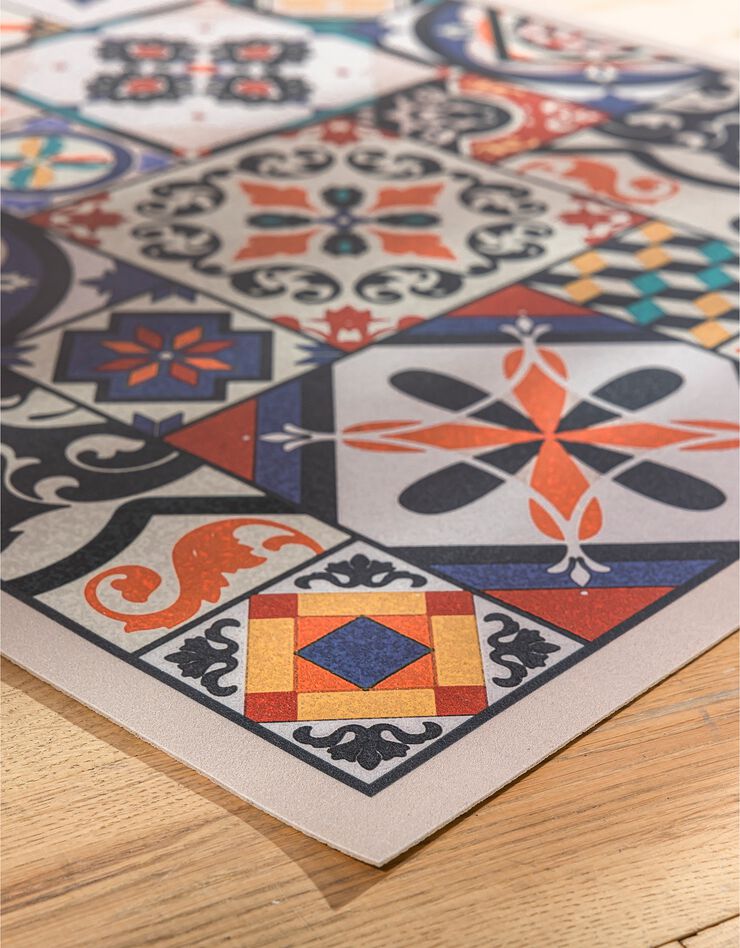 Tapis vinyle effet carreaux de ciment  (multicolore)