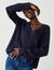 Pull col V, maille anglaise (marine)
