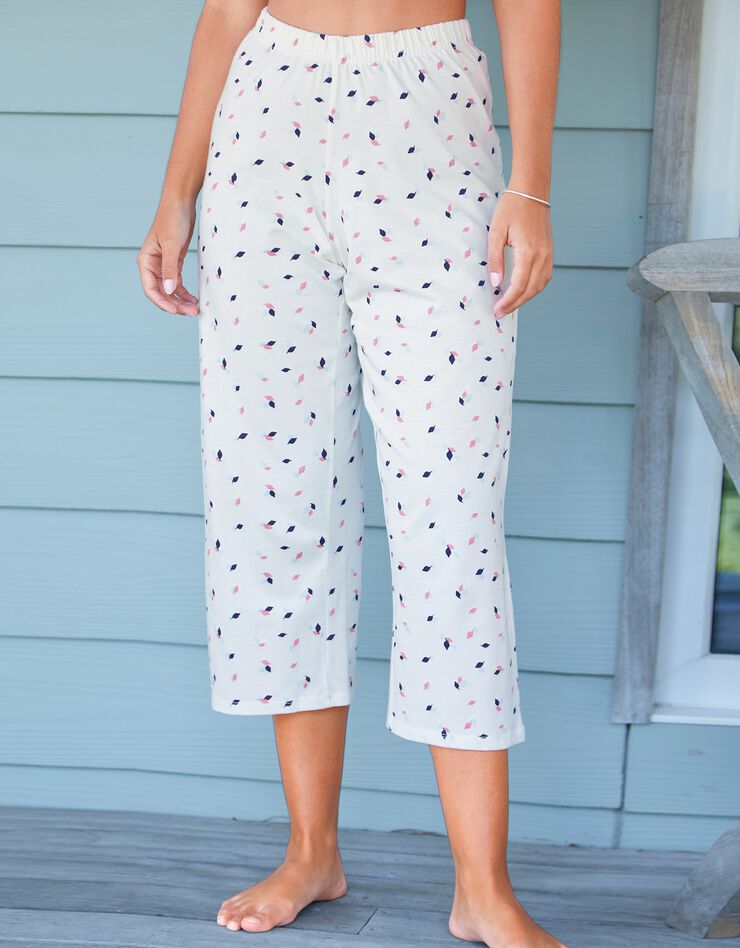 Pantacourt pyjama large imprimé (écru) Pantacourt pyjama large imprimé (écru)